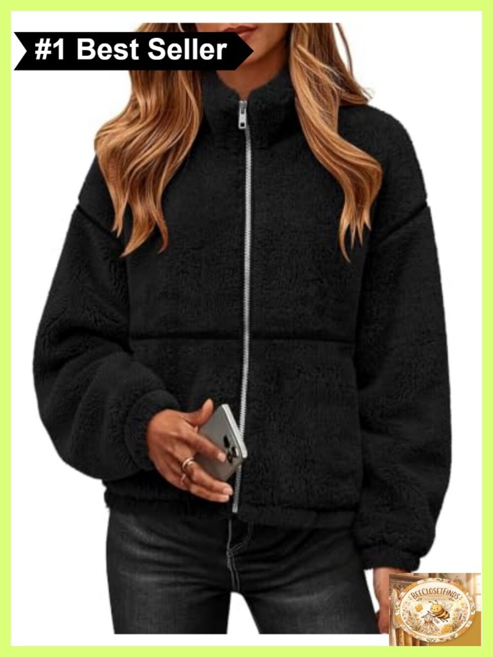 Sherpa Fleece Zip Up Jacket Oversized Winter Coat